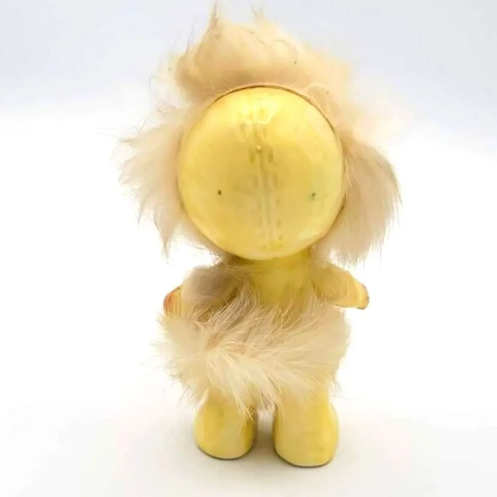 Rare Adorable Vintage Alaskan Native Eskimo Ceramic Kitschy Figurine w/ Real Fur